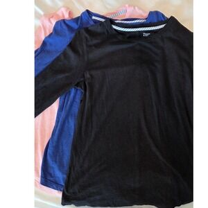Crown & Ivy Vintage Wash Long Sleeve T-Shirt Set of 3 Women Size S Blk Blue Pink